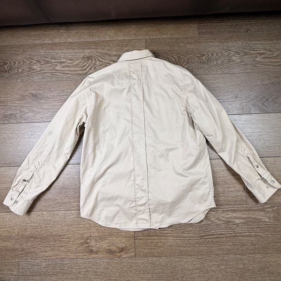 LAUREN Ralph Lauren Snap Button Down Khaki Shirt, Roll-Tab Sleeve, Safari, Sz M - Picture 13 of 13